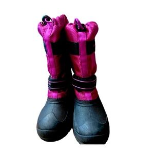 KAMIK Girls Sz 4 Snowgypsy Winter Snow Boots Pink Black Faux Fur Lined